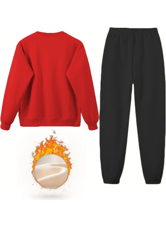 DogFish Tracksuit Oversize Thunderbolt Printed Tracksuit,lover,couple Combination Red - Image 2
